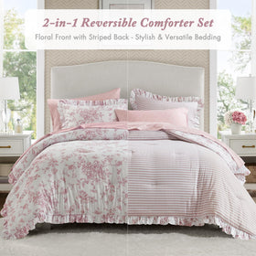Madison Park Adele comforter on bed demonstrates vintage-inspired charm and cozy texture