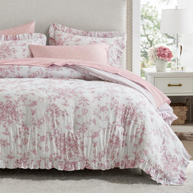 Madison Park Adele pink floral ruffle detail adds romantic bedroom styling