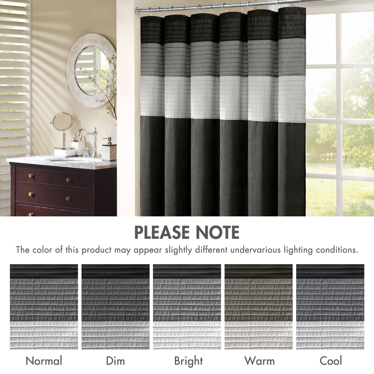Madison Park Amherst 72x84 size suits larger bathrooms with style.