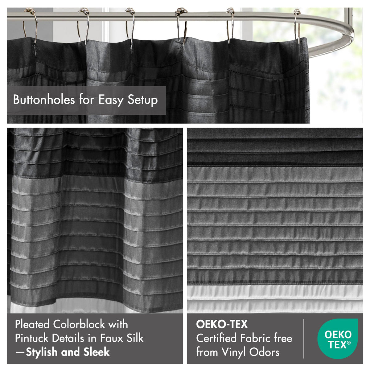 Madison Park Amherst faux silk drape close-up shows luxurious sheen.