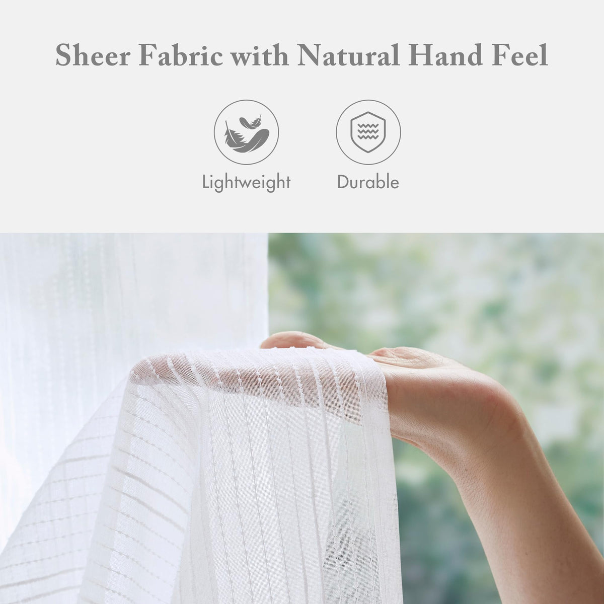 Anna sheer curtain close-up reveals woven texture.