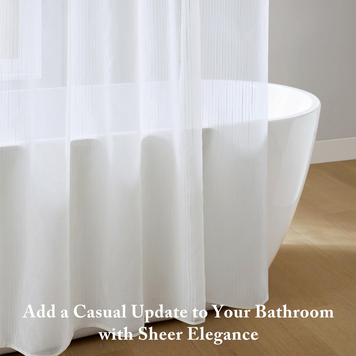 Anna textured striped detail adds subtle dimension to the bath.