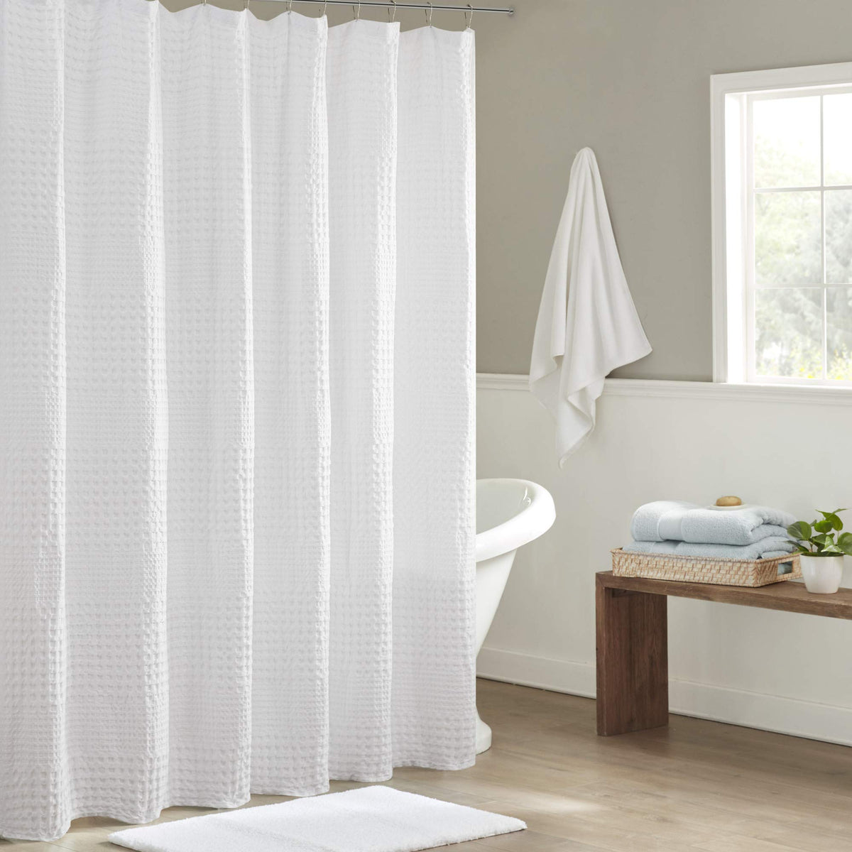 Madison Park Arlo bath shower curtain with texture weave for spa like bathroom
