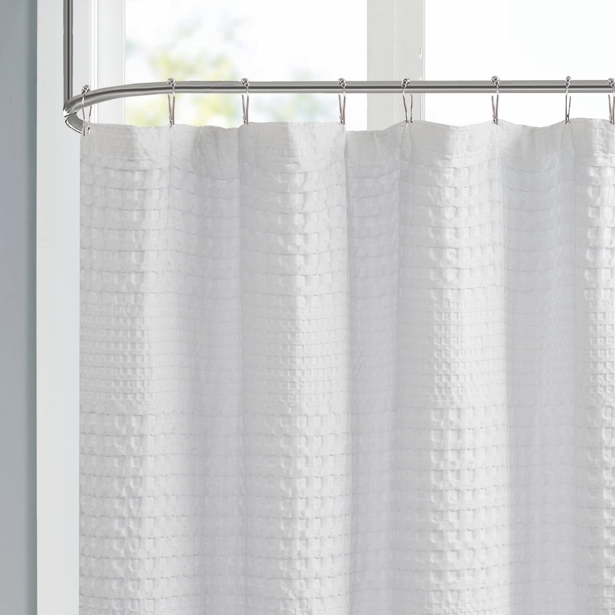 Waffle weave fabric adds depth and drape to the Arlo curtain