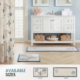 Coastal Bayside design combines seashells and blue taupe hues for warm decor.