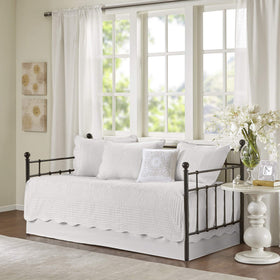 Madison Park damask quilted daybed cover adds timeless texture to bedrooms.