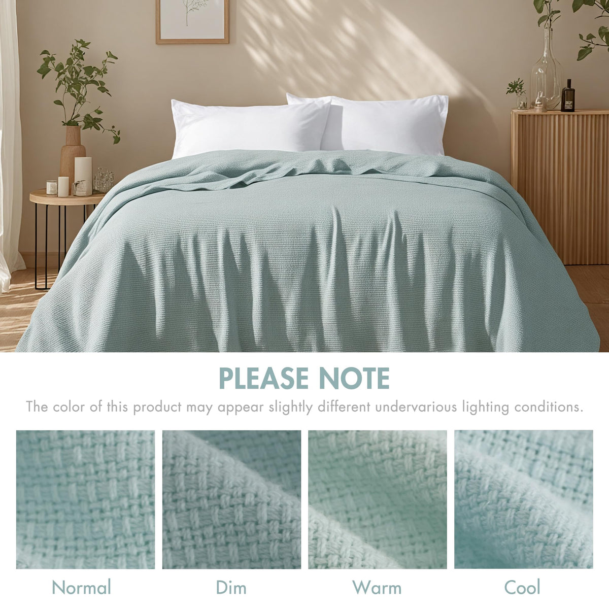 Madison Park Freshspun Basketweave Blanket in blue 90x90 suited for bed or sofa.