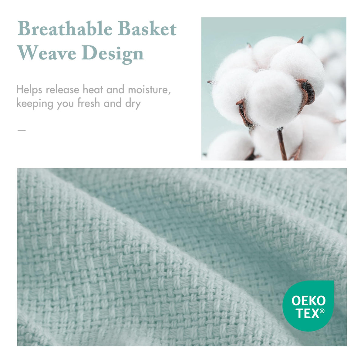Madison Park Freshspun Basketweave Blanket close-up texture emphasizes durable cotton weave.