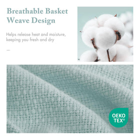 Madison Park Freshspun Basketweave Blanket close-up texture emphasizes durable cotton weave.