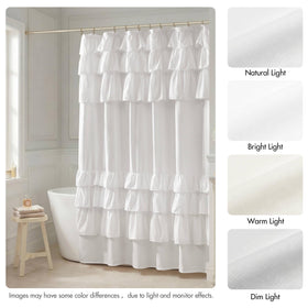 Grace White curtain in a bright bathroom enhances light and space