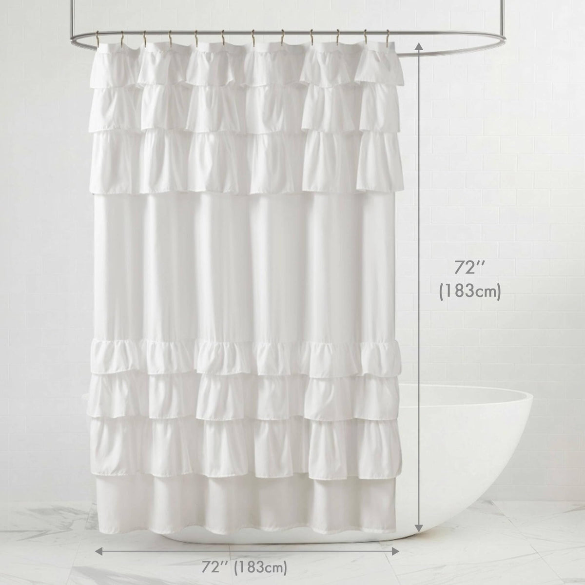 Grace White curtain draped in a bright bathroom for a light, airy feel