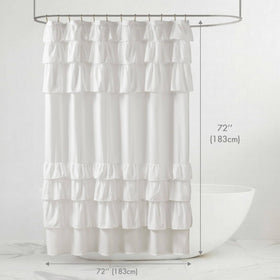 Grace White curtain draped in a bright bathroom for a light, airy feel
