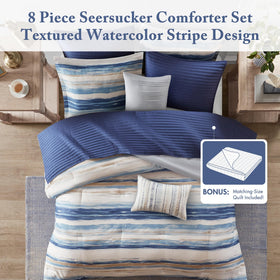 Madison Park Marina comforter showcased with light blue reverse for versatile styling.