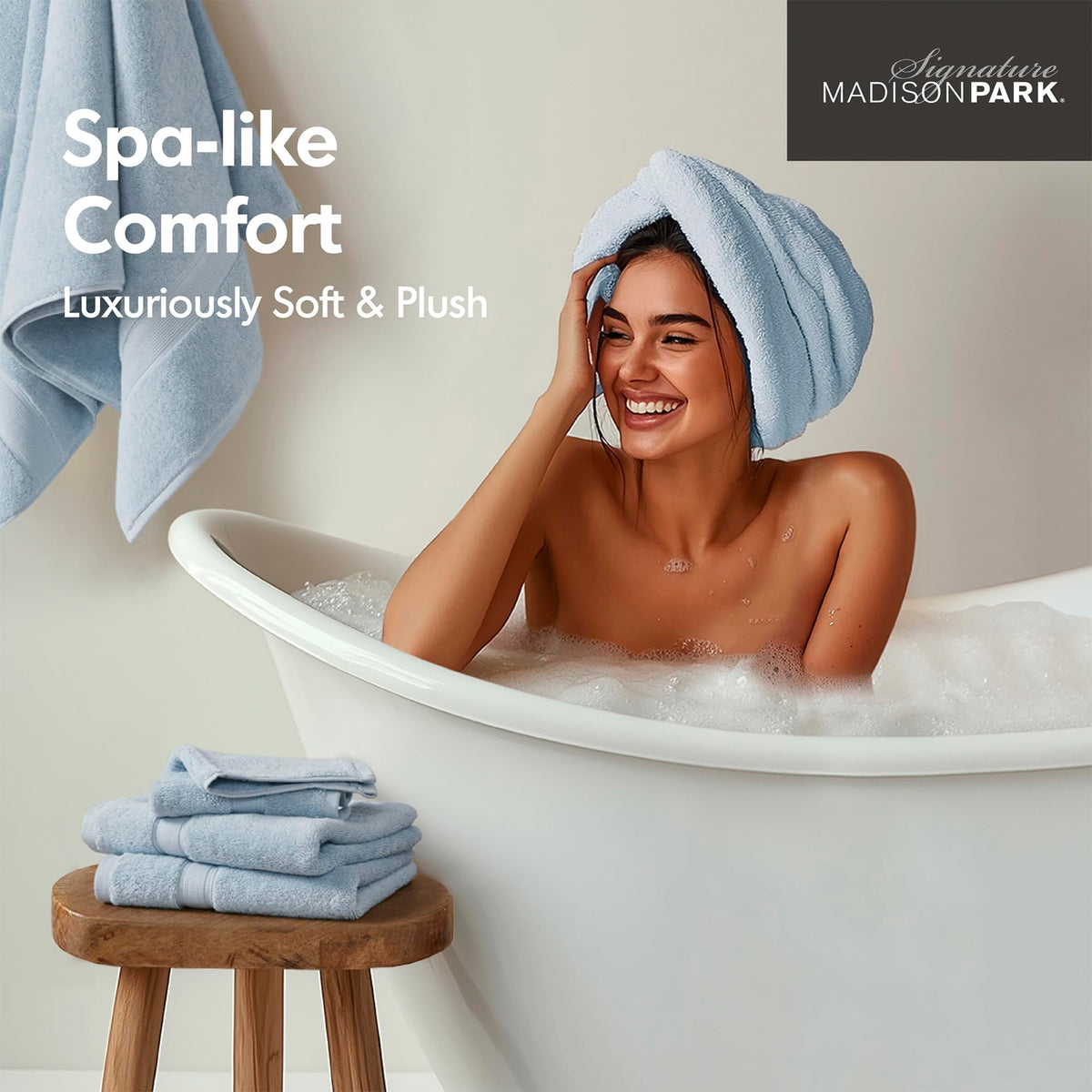 OEKO-TEX Made in Green certification on Madison Park towels signals skin-friendly fabric.
