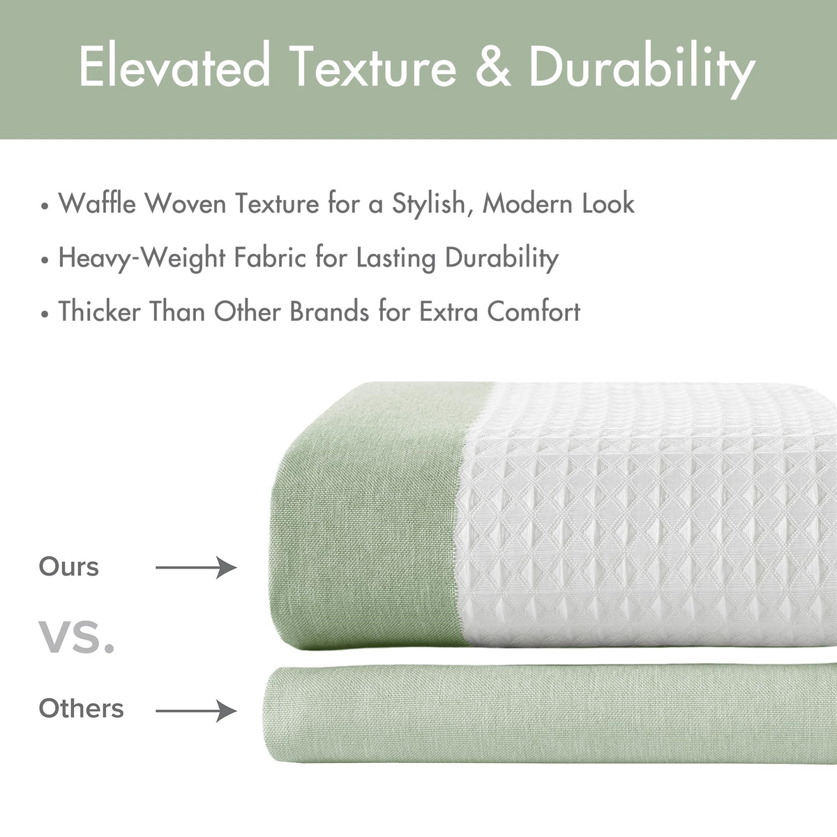 Durable stitching on Madison Park waffle curtain for daily use