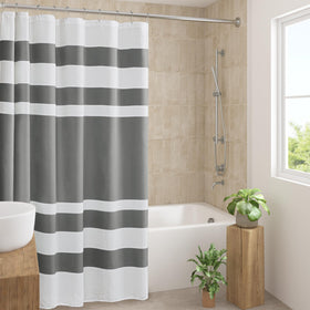 Madison Park Spa Waffle Curtain in charcoal showcases modern privacy and texture.