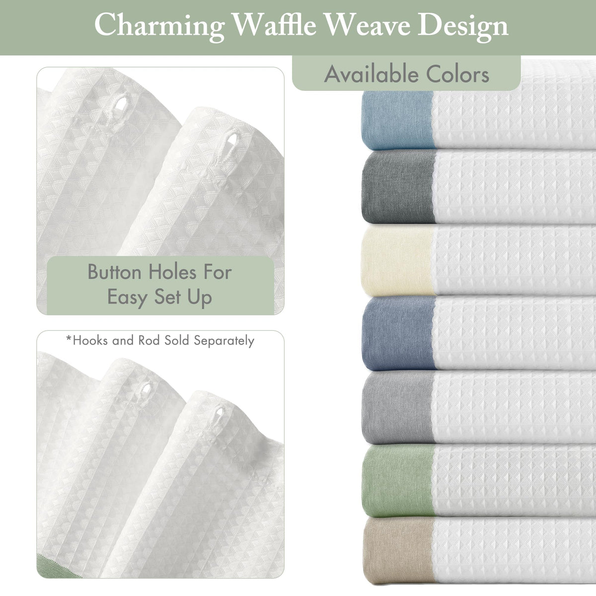 Sage green curtain hanging for privacy and style in a bright bathroom