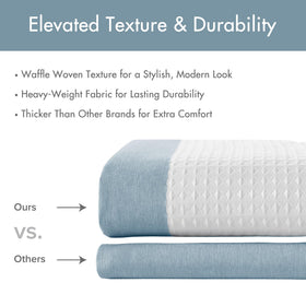 Madison Park shower curtain shown in a modern bathroom scene