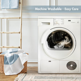 Madison Park waffle curtain ready for machine wash in home care routine