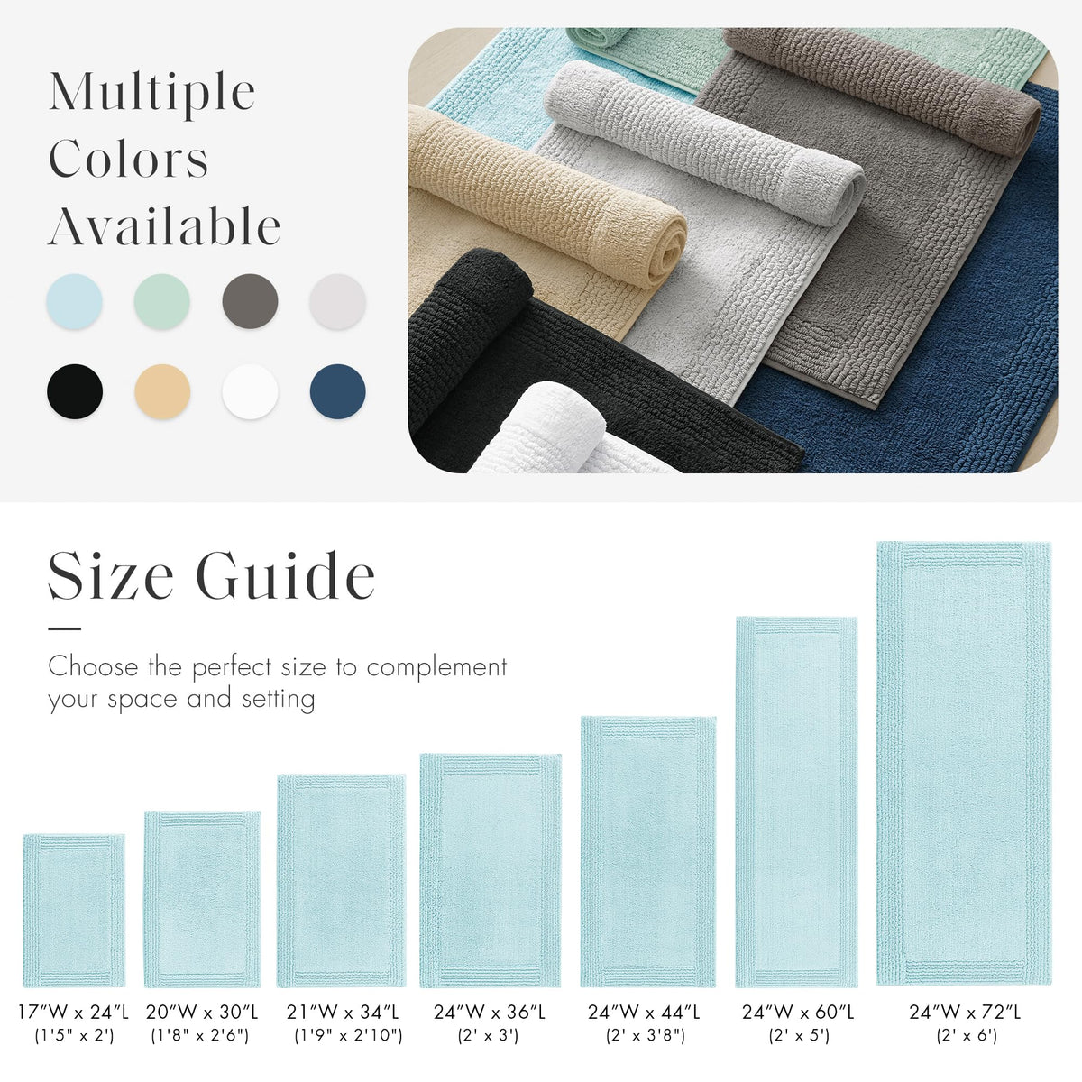Madison Park Splendor 21x34 size fits standard bathrooms.