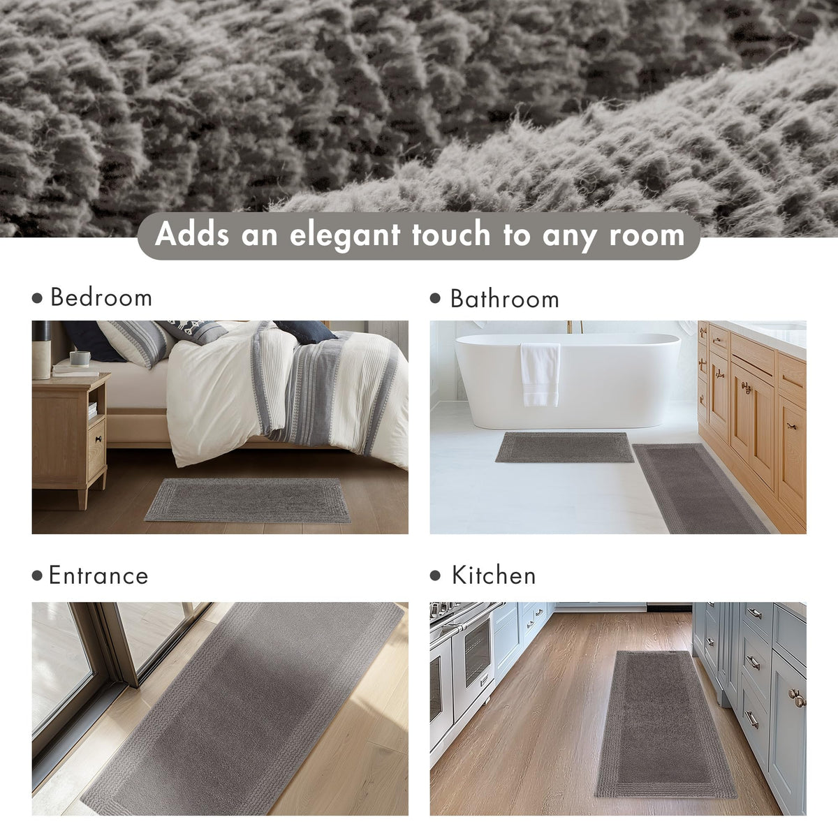 Absorbent plush surface of Madison Park Splendor rug in use