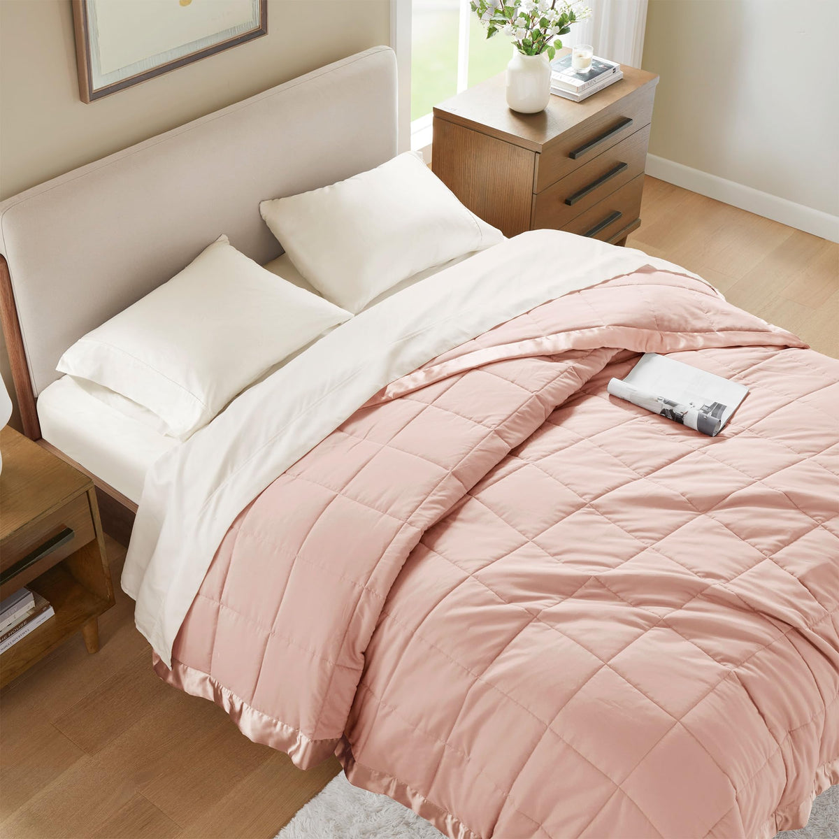 Blush color Windom blanket enhances bedroom decor