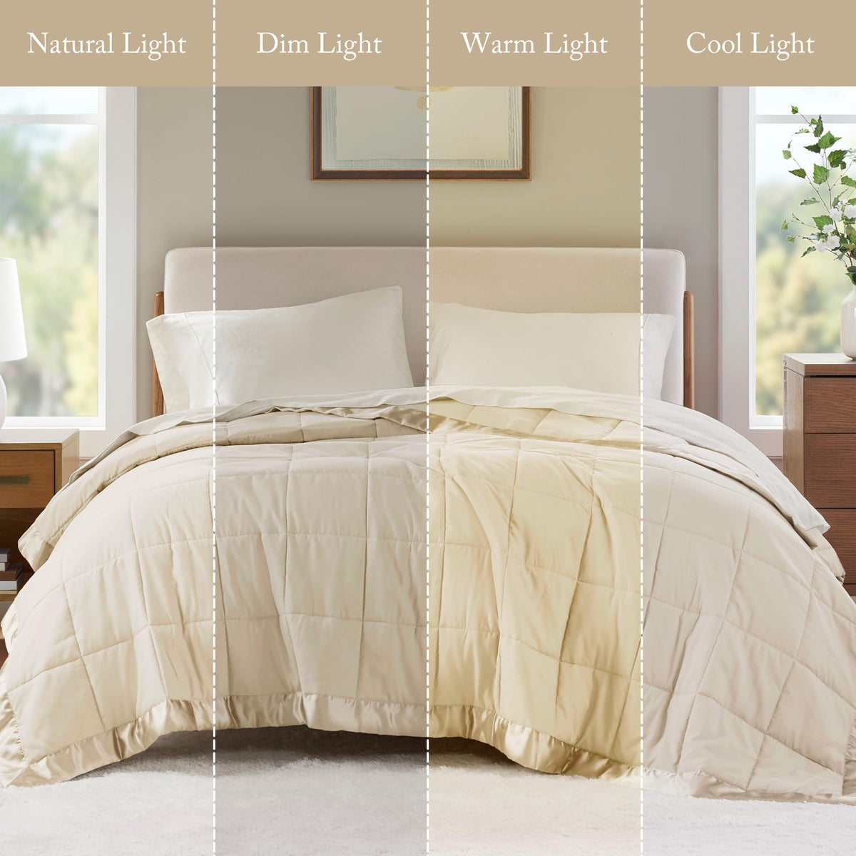 Elegant edge finish on Madison Park Windom blanket in cream