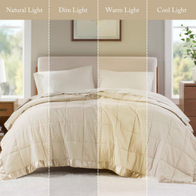 Elegant edge finish on Madison Park Windom blanket in cream