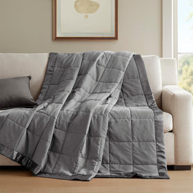 Madison Park Windom charcoal twin blanket in a versatile modern color.