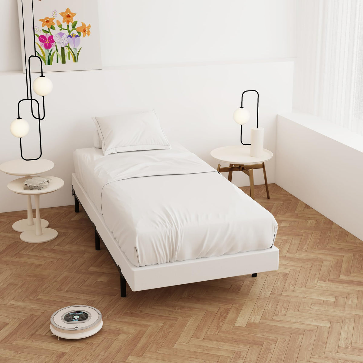 Maenizi twin box spring with black finish fits modern bedroom decor
