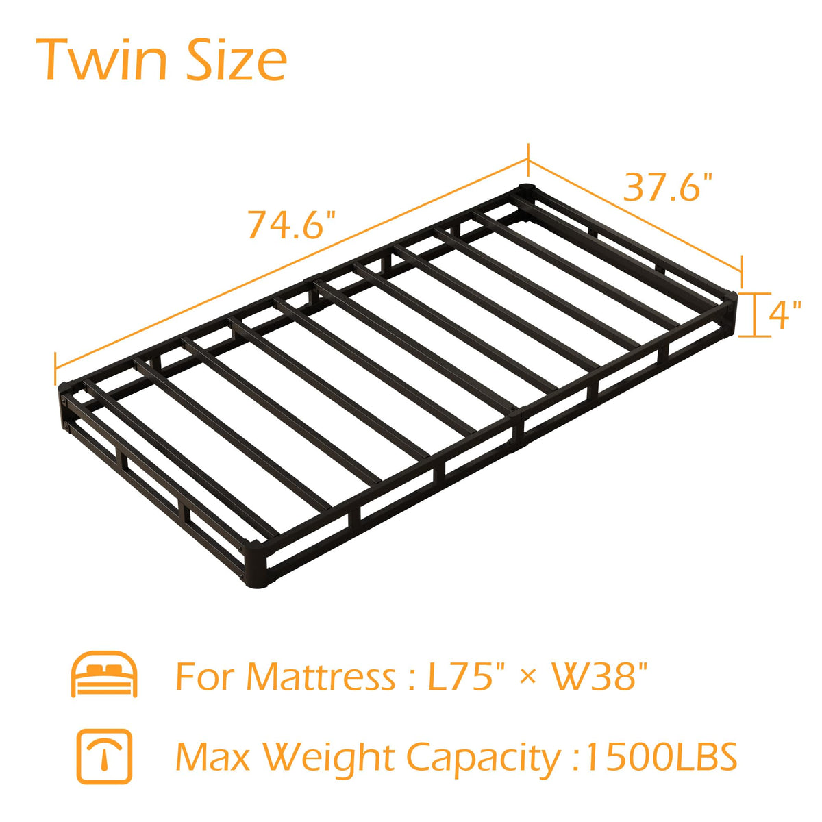 Maenizi twin 4in box spring with quick, tool-light assembly