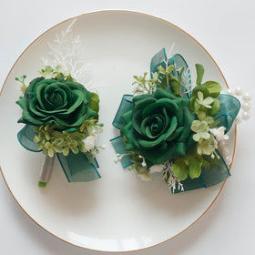 Close-up of dark-green petals showing handmade craftsmanship