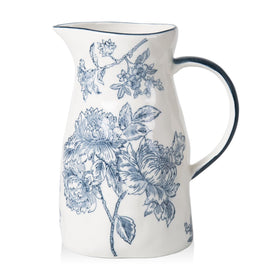 Magclay blue-white pattern pitcher vase adds elegant chinoiserie charm to any table.