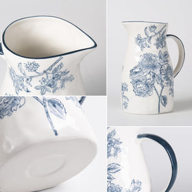 Magclay glazed stoneware pitcher with ripples offers natural, handcrafted appeal.
