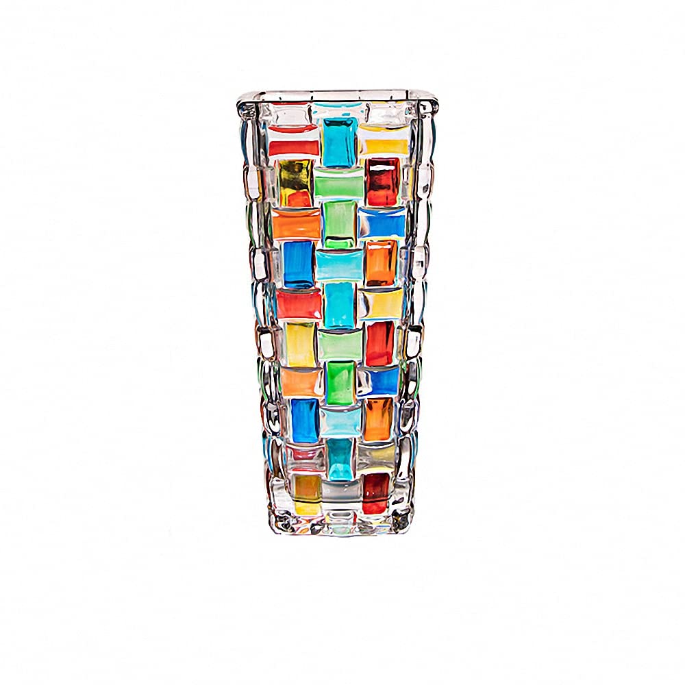 MAGCOLOR hand painted woven glass vase with fresh blooms elevates centerpiece display.