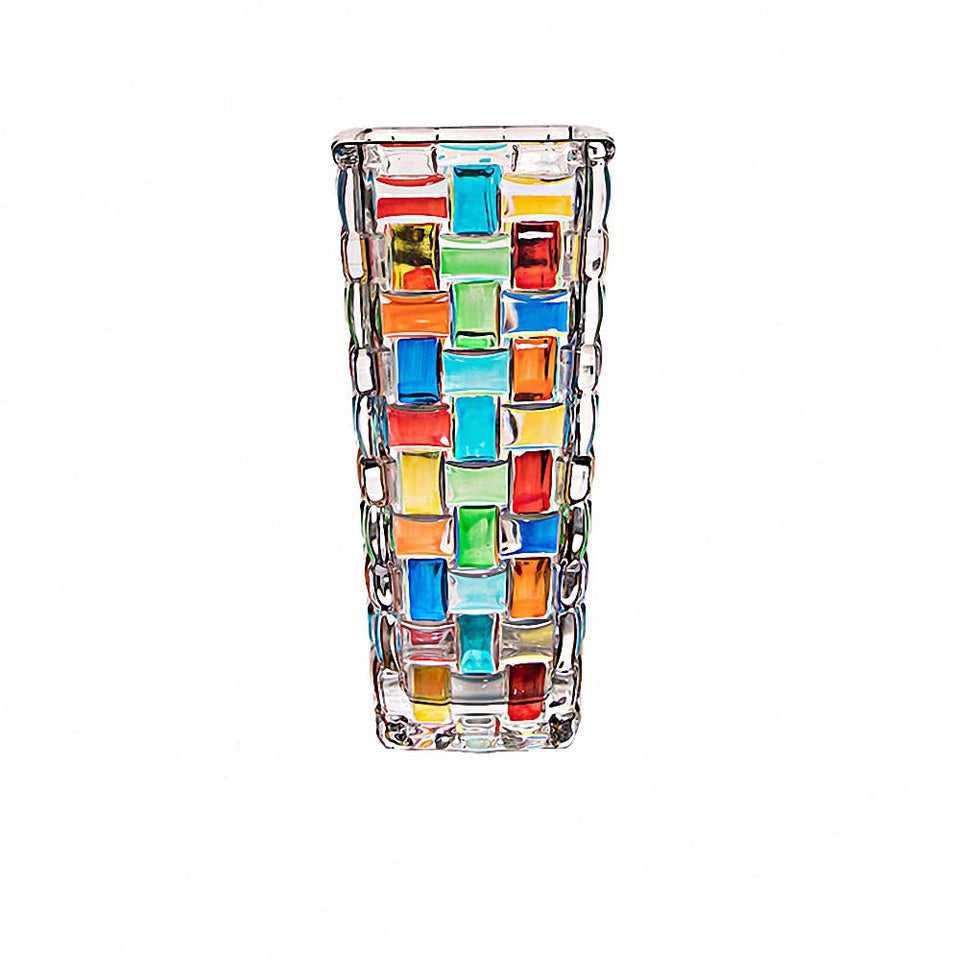 MAGCOLOR hand painted woven glass vase with fresh blooms elevates centerpiece display.