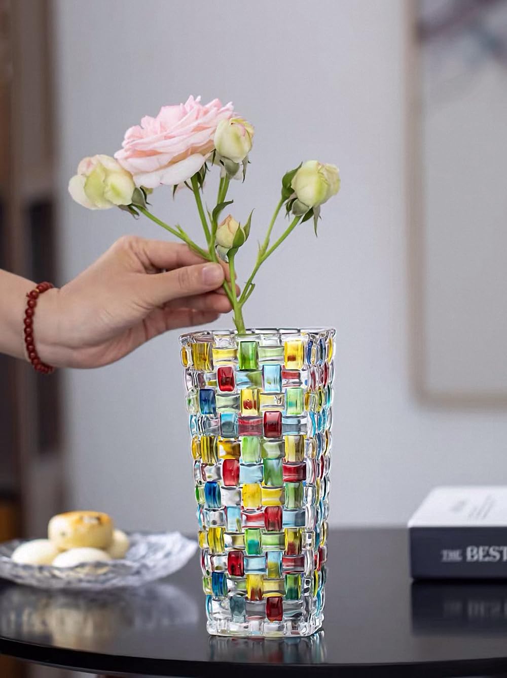 MAGCOLOR hand-painted vase with thick sides for sturdy stem display.
