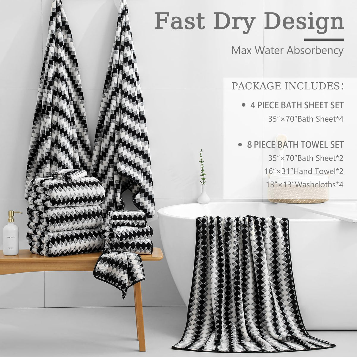 MAGGEA hand towels 16x31 for daily drying with plush feel.