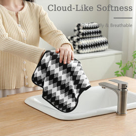 MAGGEA modern black-and-white pattern enhances bathroom décor and visual appeal.