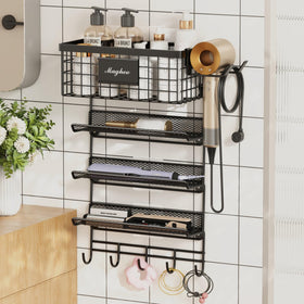 Magheo hair dryer holder on wall mount keeps your styling tools organized and within reach.