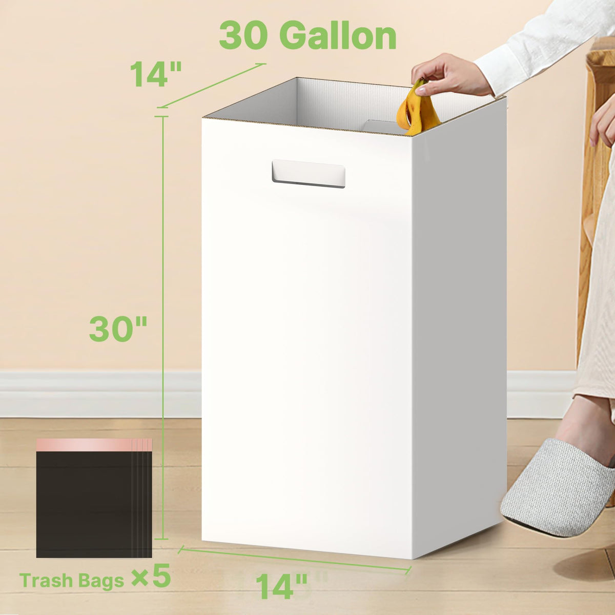 Magicheap assembled 30-gallon trash can, ready for immediate curbside or party use.