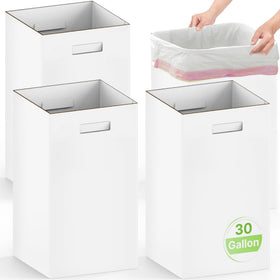 Magicheap folded 30-gallon trash can, ideal for space-saving event setup.