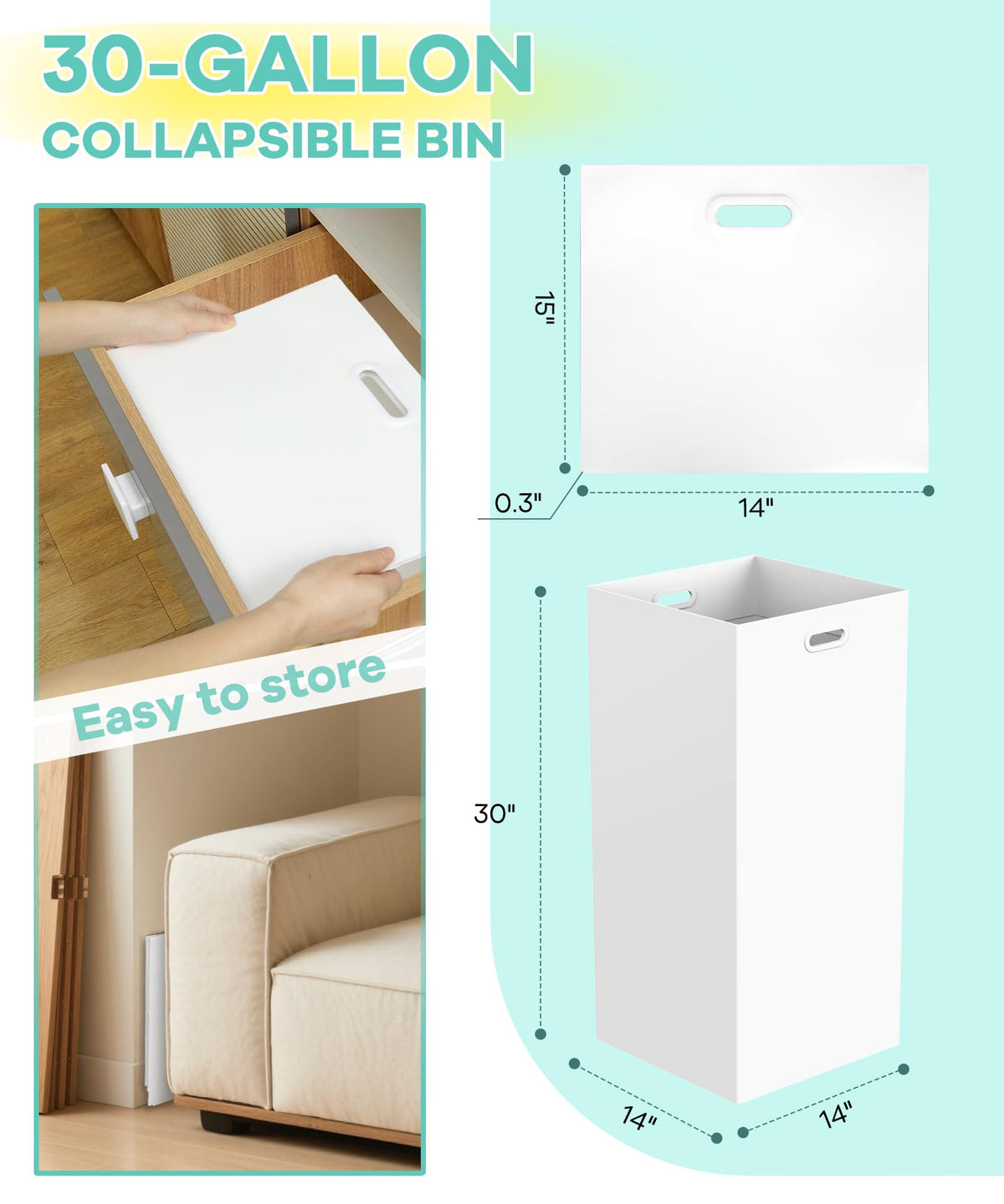 Magicheap foldable cardboard trash bin in white ready for setup