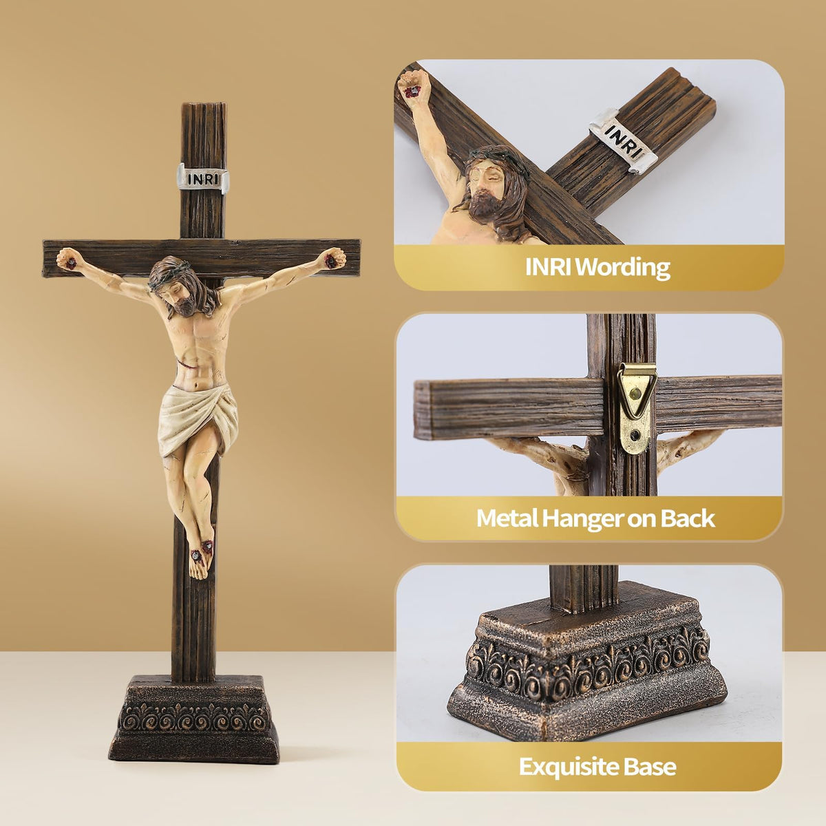 Magicsculp durable resin stand enables easy tabletop display.