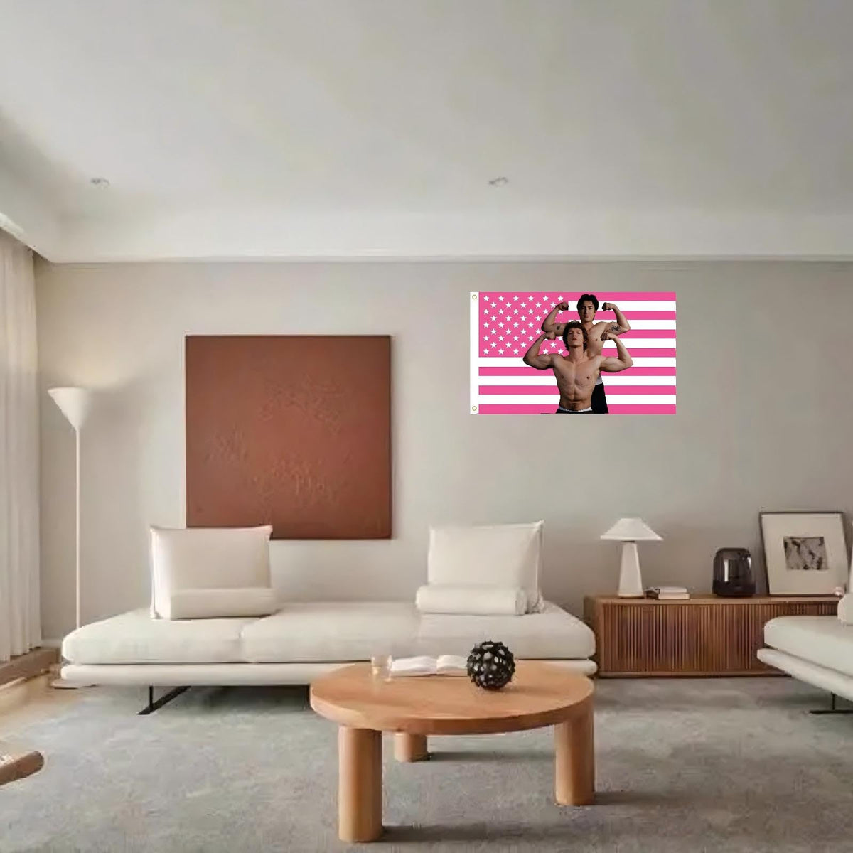 MAGJIUKE Bedroom decor with pink flag adds personal style.