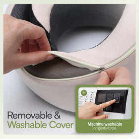 Magmont pillow shown with its travel pouch for easy packing.