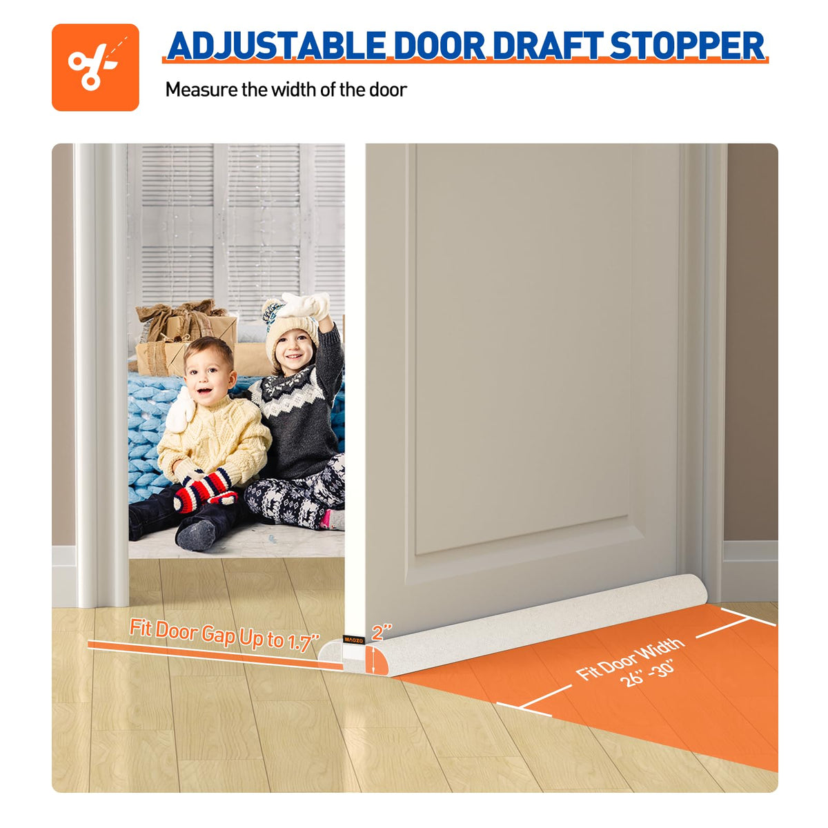 MAGZO bottom gap seal uses elastic band for snug fit under any door.