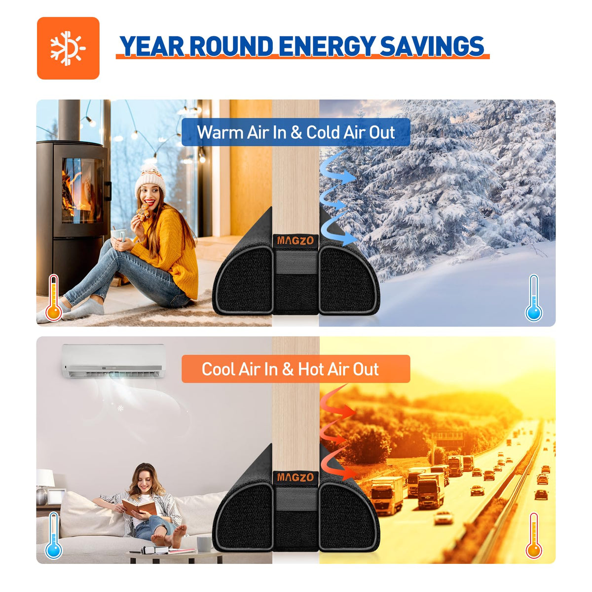 MAGZO seals air and light, helping keep rooms comfortable year-round.