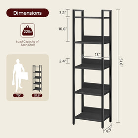 MAHANCRIS 5-tier bookshelf assembly instructions with included tools for quick setup.