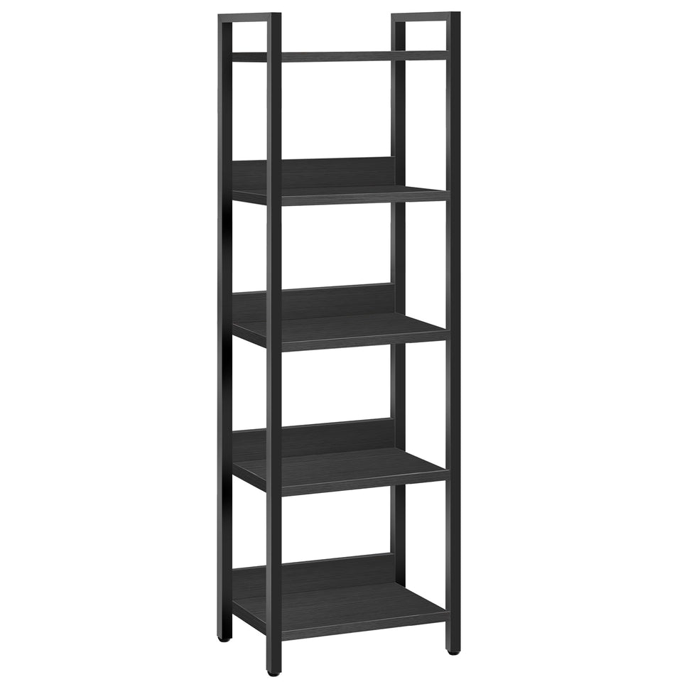 MAHANCRIS 5-tier bookshelf front view for efficient living room storage.